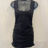 Black minidress with faux leather sides
